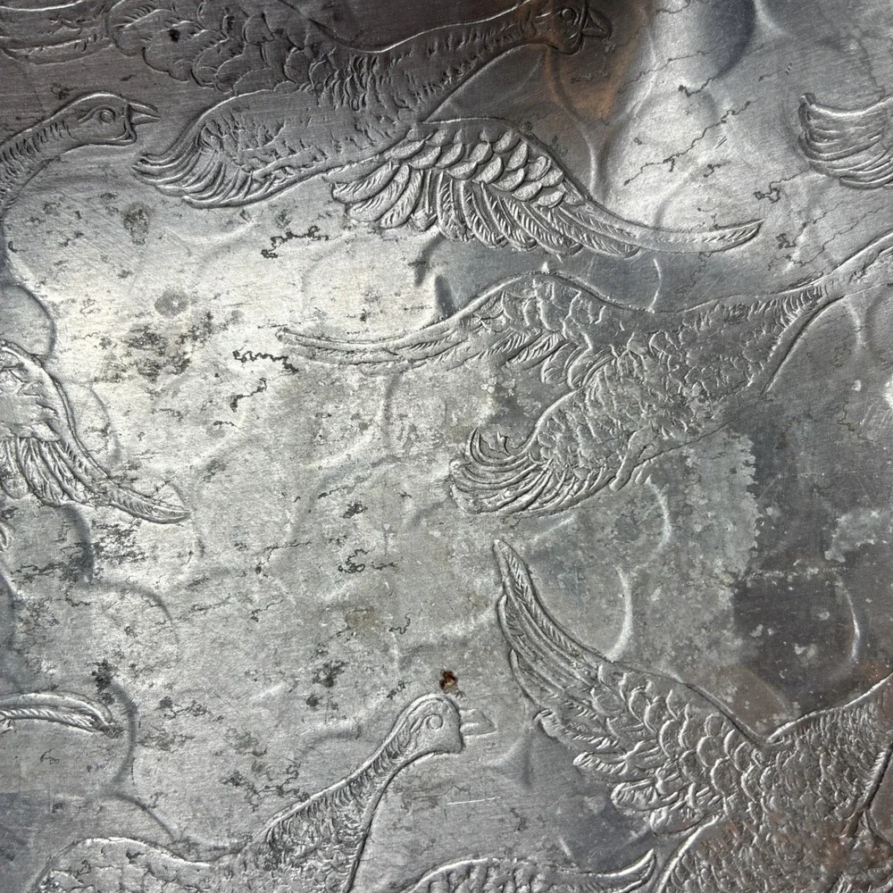 VTG Aluminum Tray 13.5 L 9.25 W 1 H Birds In Flight Goose Or Pheasant Design